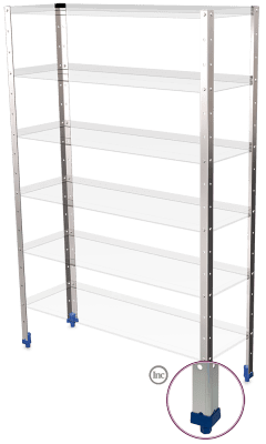 Soporte de estantería de 40x40x1750 mm. con contera Soporte de estantería de 40x40x1750 mm. con contera