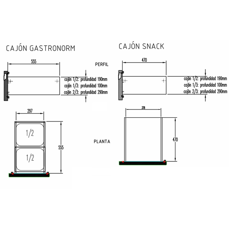 Mesa Snack Serie 600 refrigerada con cajones MPS-150 HC HD