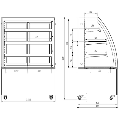 Vitrina Expositora Refrigerada Curvo 3 estantes VERA-900-C