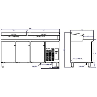 Mesas refrigeradas MPGE2-180-I HC GN1/4