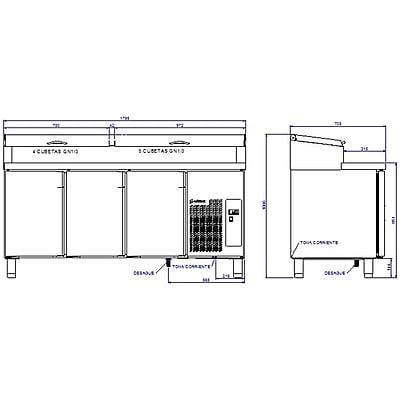 Mesas refrigeradas MPGE2-180-I HC GN1/3 Mesas refrigeradas MPGE2-180-I HC GN1/3