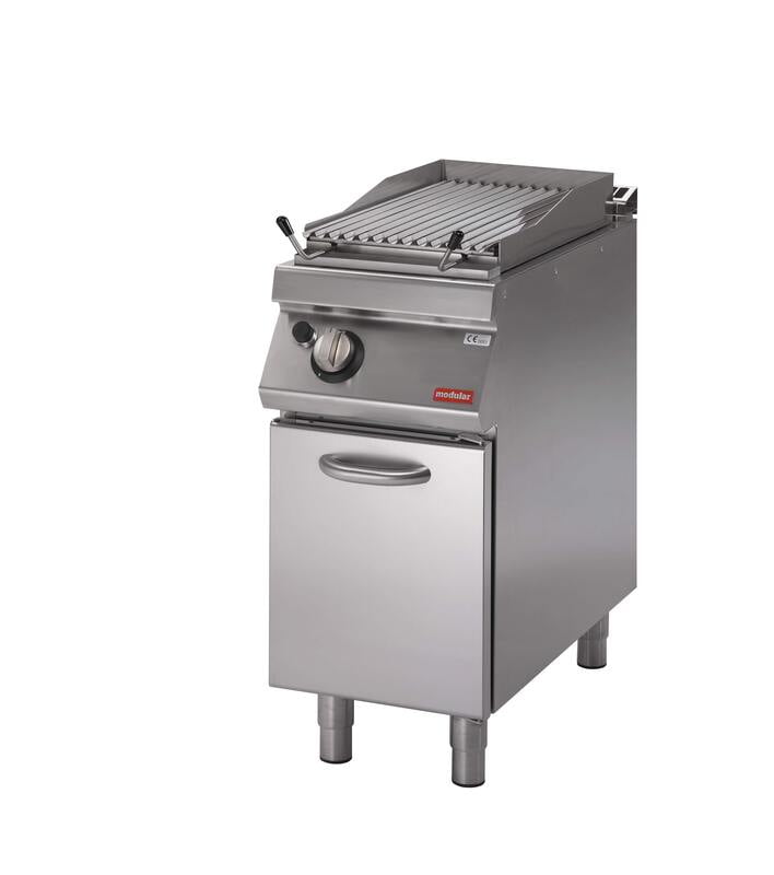 Barbacoa a gas de piedra volcánica sobre mueble con puertas S.900 Barbacoa a gas de piedra volcánica sobre mueble con puertas S.900
