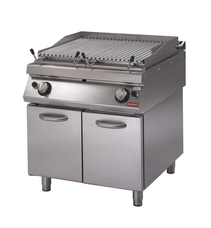 Barbacoa a gas de piedra volcánica sobre mueble con puertas S.900 SV 98 GRL-P Barbacoa a gas de piedra volcánica sobre mueble con puertas S.900 SV 98 GRL-P