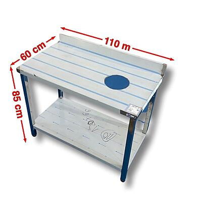 Mesa de trabajo con peto y agujero 85x110x60 Mesa de trabajo con peto y agujero 85x110x60
