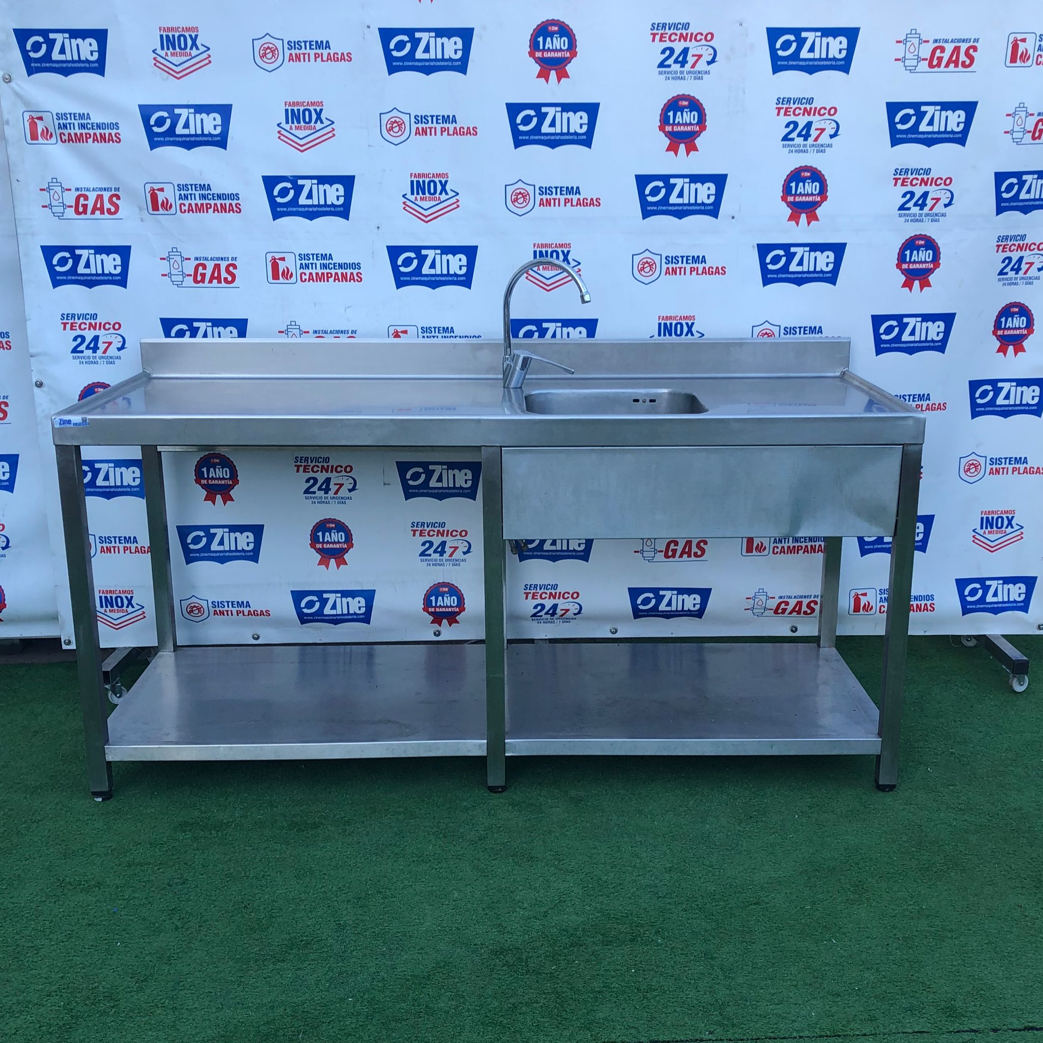 Fregadero inox con 1 seno 180x70x85 Fregadero inox con 1 seno 180x70x85