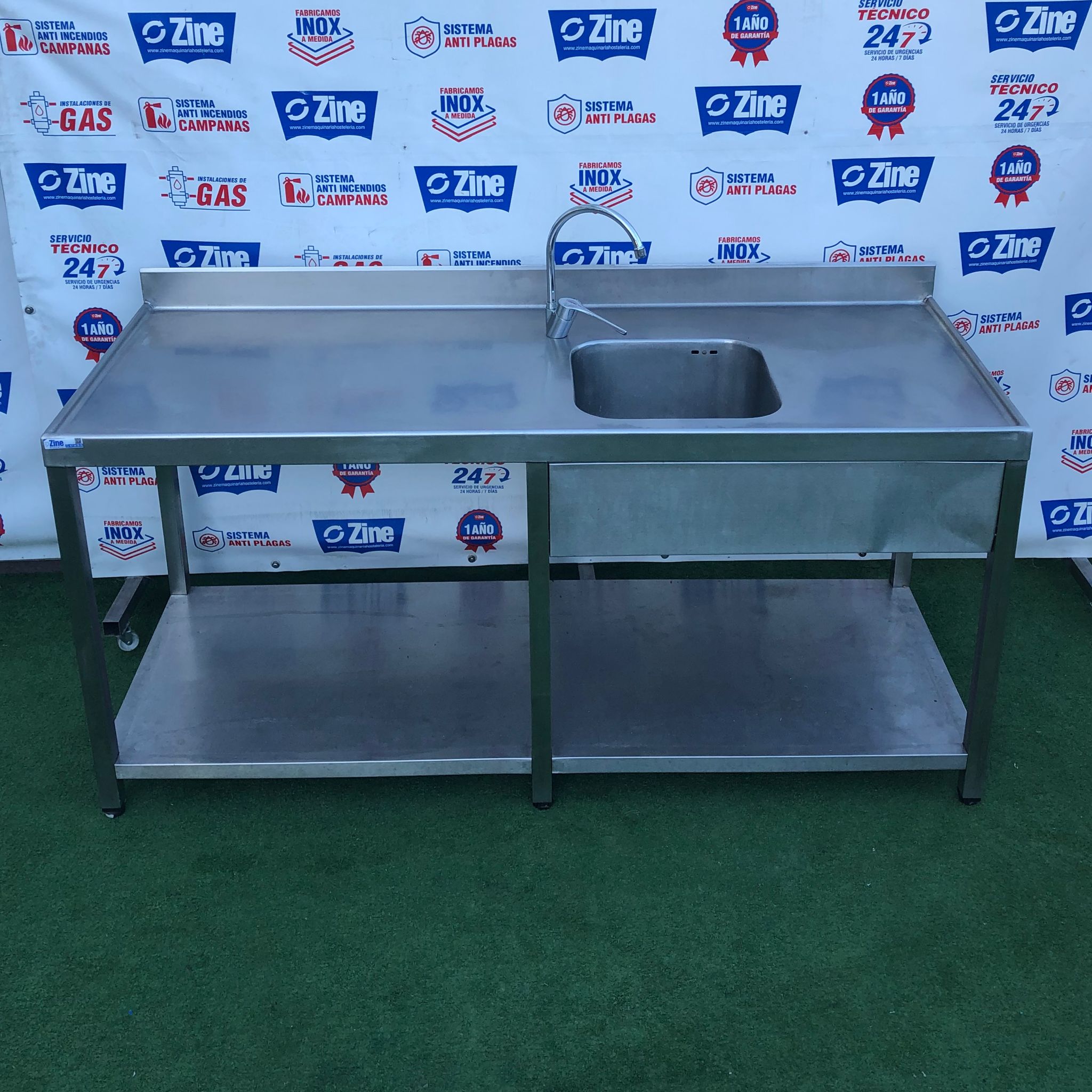 Fregadero inox con 1 seno 180x70x85 Fregadero inox con 1 seno 180x70x85