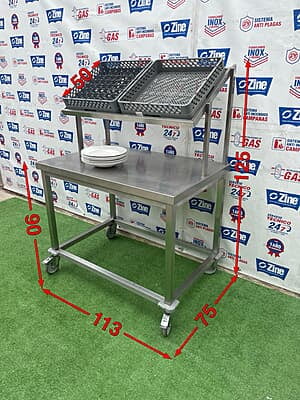 Mesa inox de refuerzo para lavado 113x75x125cm
