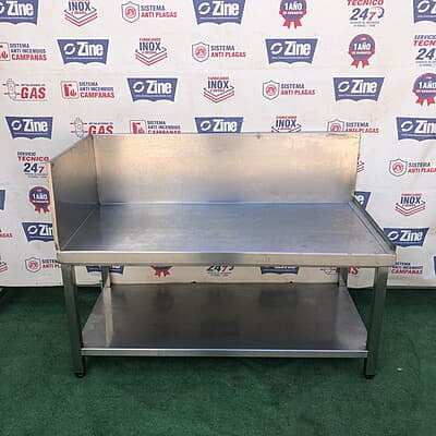 Mesa inox con peto para esquina  130x60x60cm