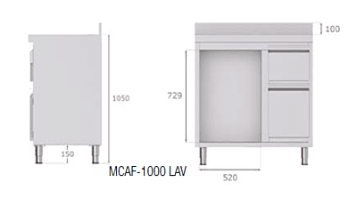 Mueble cafetero con alojamiento para lavavasos y máquinas de hielo MCAF-1000
