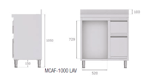 Mueble cafetero con alojamiento para lavavasos y máquinas de hielo MCAF-1000