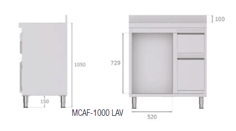 Mueble cafetero con alojamiento para lavavasos y máquinas de hielo MCAF-1000 Mueble cafetero con alojamiento para lavavasos y máquinas de hielo MCAF-1000
