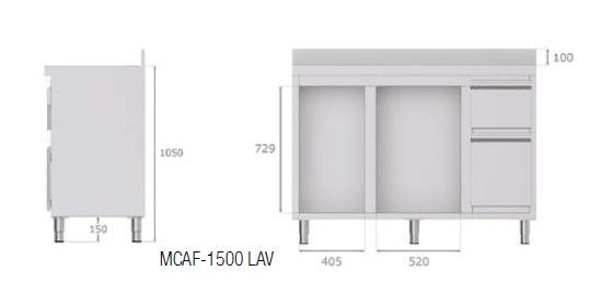 Mueble cafetero con alojamiento para lavavasos y máquinas de hielo MCAF-1500