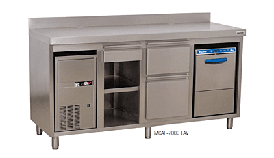 Mueble cafetero con alojamiento para lavavasos y máquinas de hielo MCAF-2000