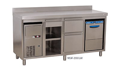 Mueble cafetero con alojamiento para lavavasos y máquinas de hielo MCAF-2000 Mueble cafetero con alojamiento para lavavasos y máquinas de hielo MCAF-2000