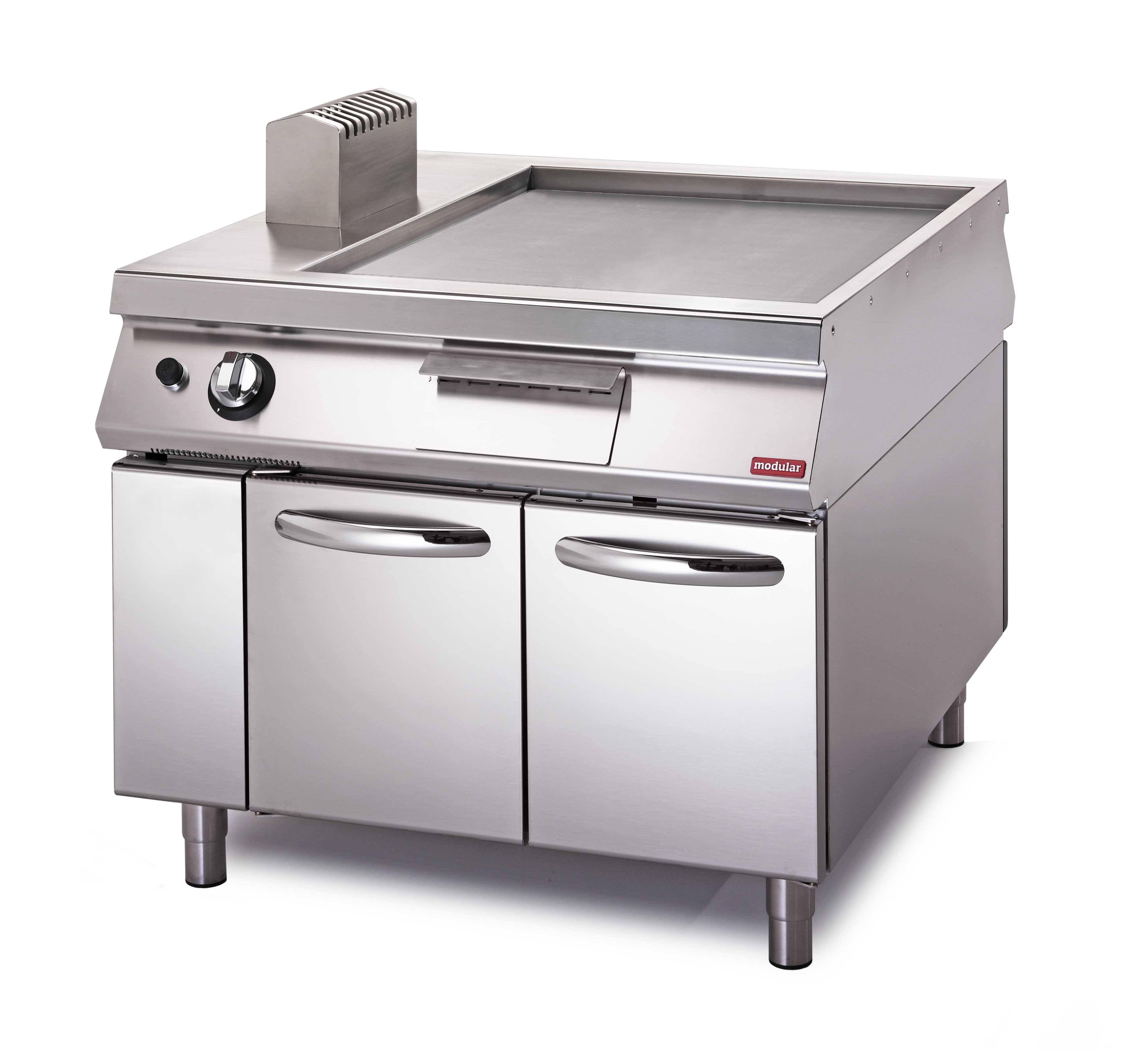 Fry-top a gas sobre mueble con puertas S.1100 SE 110/100 FTGS