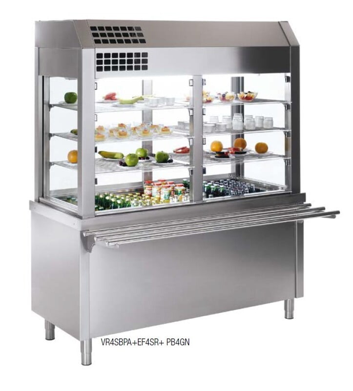 Vitirna refrigerada 3 estantes sin base con puertas abatibles