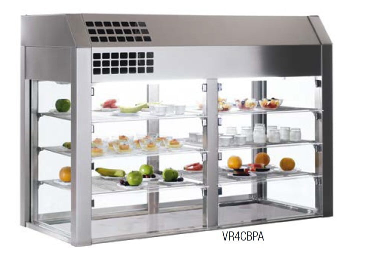 Vitirna refrigerada 3 estantes con base aislada y puertas abatibles