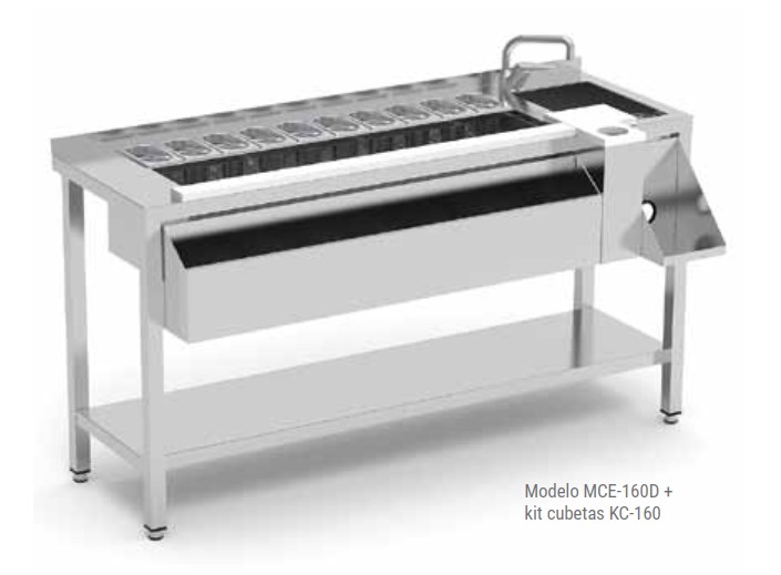 Mesa coctelera con refuerzo cuba derecha MCE-160D Mesa coctelera con refuerzo cuba derecha MCE-160D