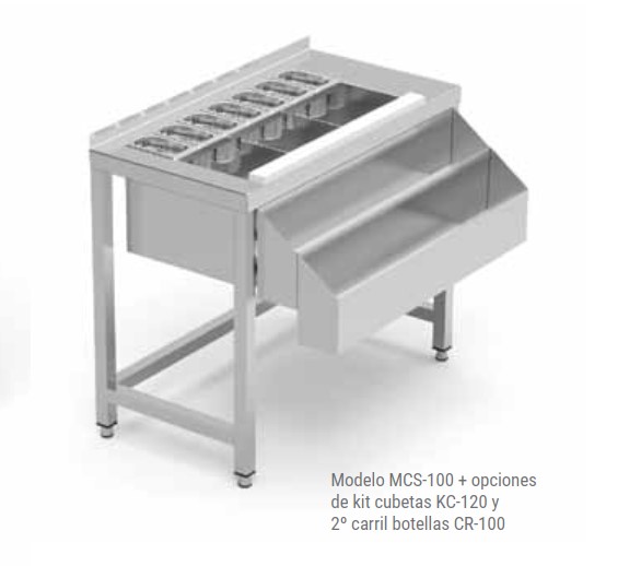 Mesa coctelera con estante cuba derecha MCE-100