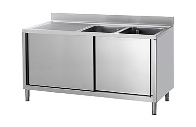 Mesa lavado con fregadero y puertas 600x1600 Escurridor derecha