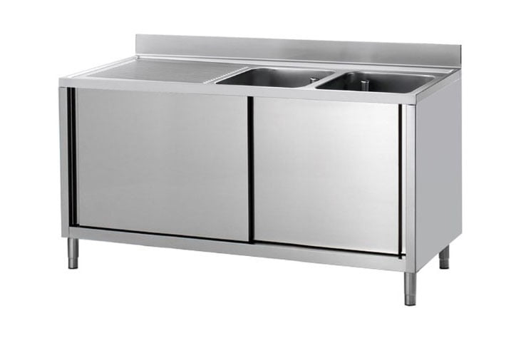 Mesa lavado con fregadero y puertas 600x1600 Escurridor derecha