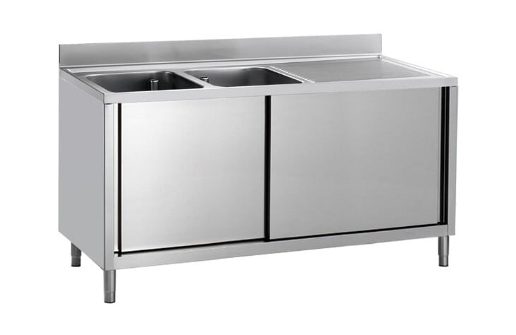 Mesa lavado con fregadero y puertas 600x1600 Escurridor izquierda Mesa lavado con fregadero y puertas 600x1600 Escurridor izquierda