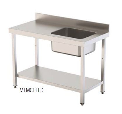 Mesa del Chef con estante F.600 1200 Seno derecha Mesa del Chef con estante F.600 1200 Seno derecha
