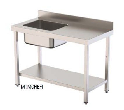 Mesa del Chef con estante F.600 1800 Seno izquierda Mesa del Chef con estante F.600 1800 Seno izquierda