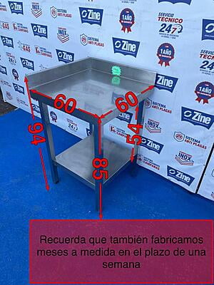 Mesa de trabajo de esquina INOX 85x60x60 Mesa de trabajo de esquina INOX 85x60x60