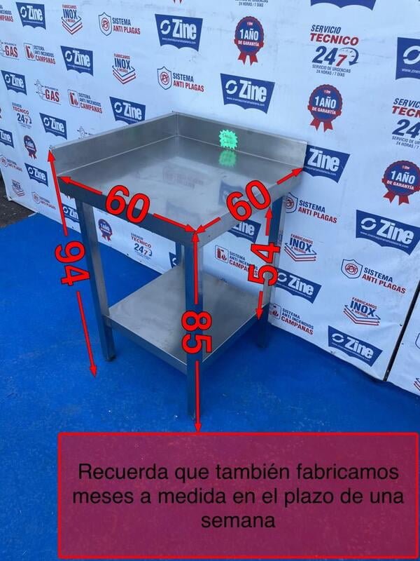 Mesa de trabajo de esquina INOX 85x60x60 Mesa de trabajo de esquina INOX 85x60x60