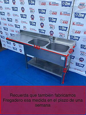 Fregadero con 2 cubas y grifo 180x60x85