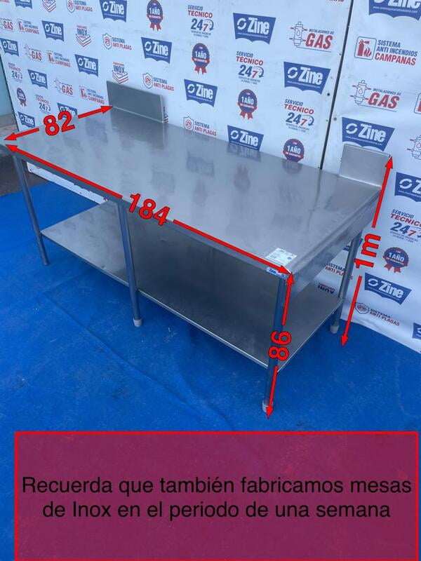 Mesa de trabajo inox mural 184x86x82 Mesa de trabajo inox mural 184x86x82