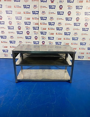 Mesa de trabajo inox para pared con balda