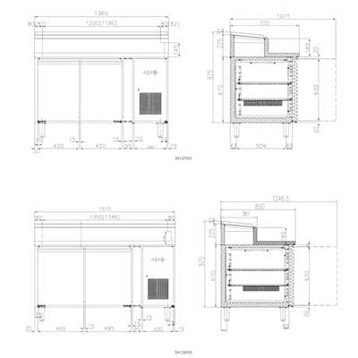 Mesa fría Gastronorm SH 2700 (2 puertas) R-290