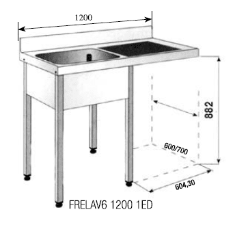 Fregadero con bastidor SERIE 600/700 frelav6 1600 2ED