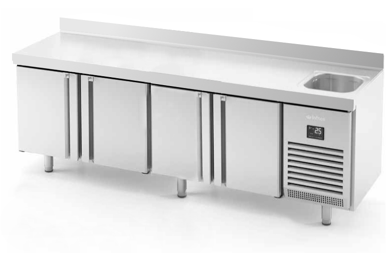 Mesa de refrigeración con fregadero Fondo 70 BMGN 2450 F